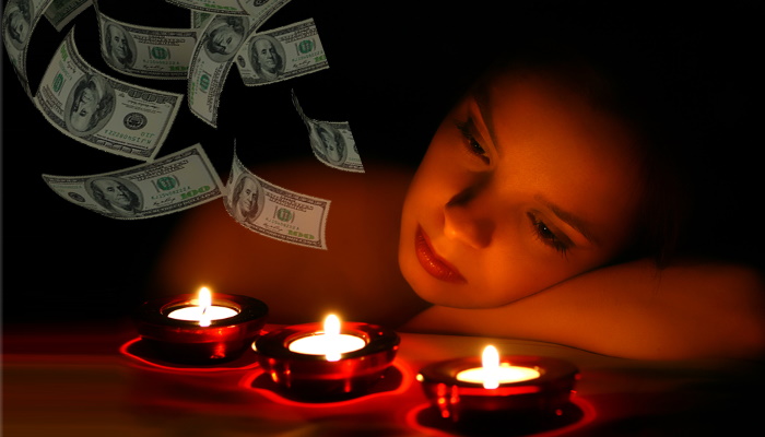 девушка, свечи, ритуал, денежный поток
