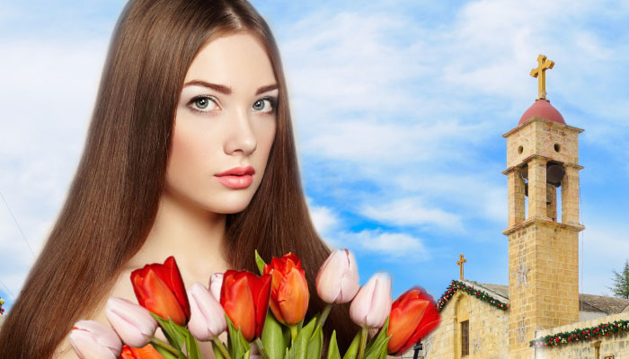 девушка с тюльпанами, храм
