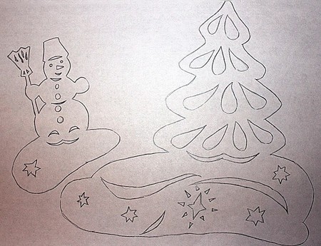 снеговик для новогоднего плаката на ватмане
