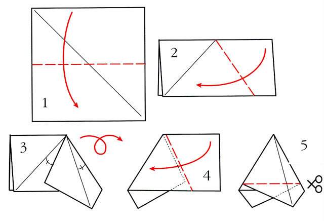 схема складывания снежинки
